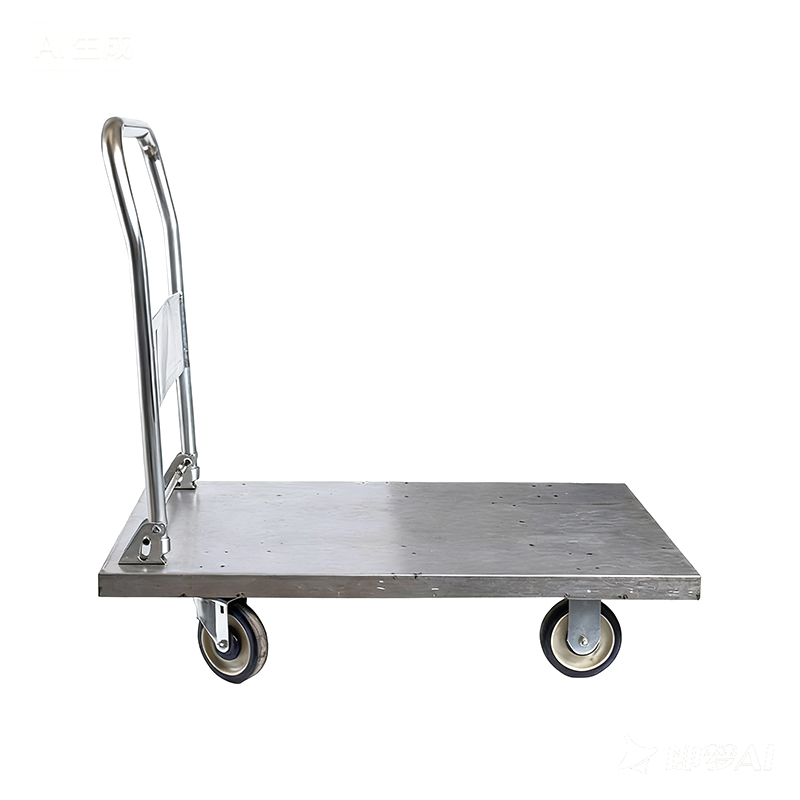 Zware stalen trolley, vrachtwagen, transporter, huishoudelijke platbedwagen, draagbare aanhangwagen, opvouwbare kleine trolley, met de hand getrokken trolley