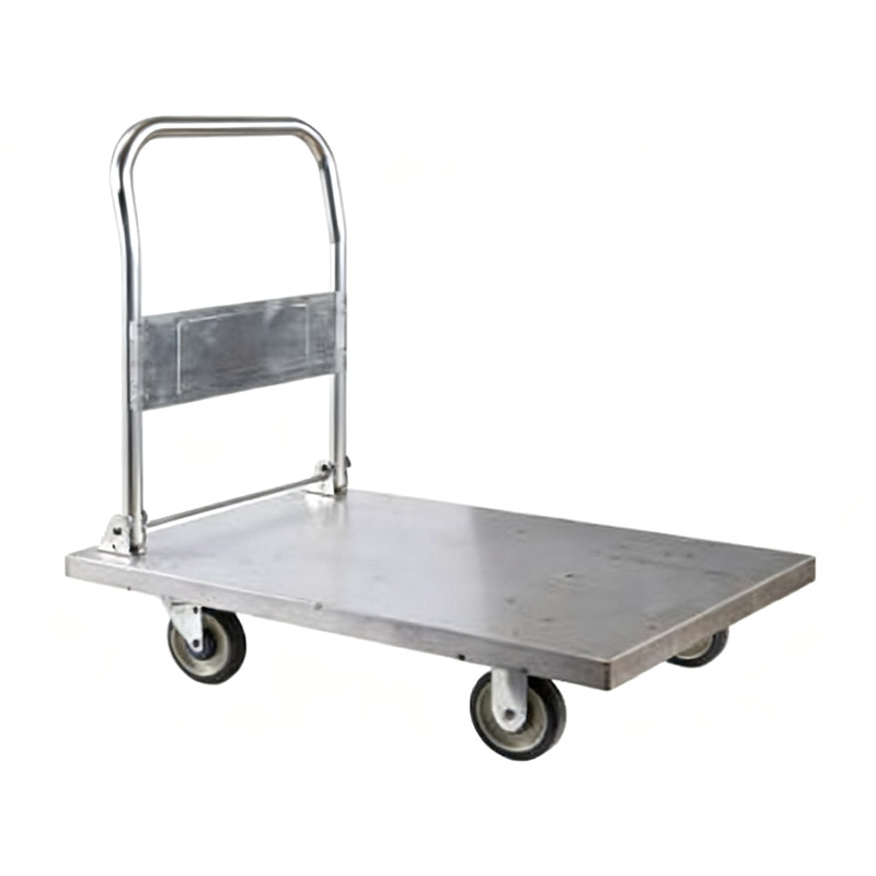 Zware stalen trolley, vrachtwagen, transporter, huishoudelijke platbedwagen, draagbare aanhangwagen, opvouwbare kleine trolley, met de hand getrokken trolley