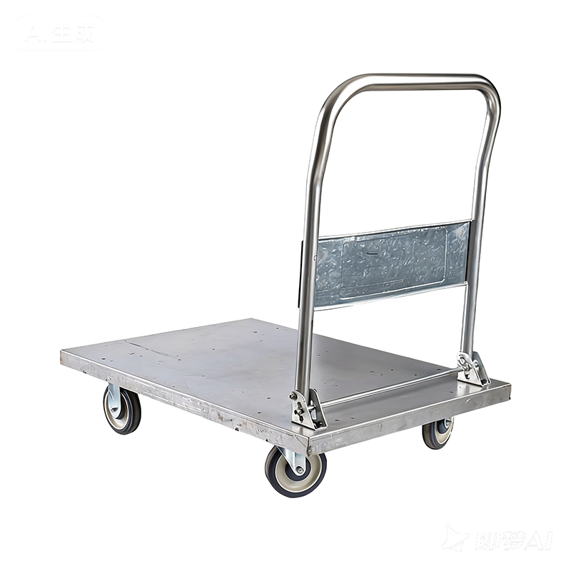 Zware stalen trolley, vrachtwagen, transporter, huishoudelijke platbedwagen, draagbare aanhangwagen, opvouwbare kleine trolley, met de hand getrokken trolley