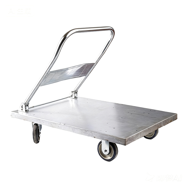 Zware stalen trolley, vrachtwagen, transporter, huishoudelijke platbedwagen, draagbare aanhangwagen, opvouwbare kleine trolley, met de hand getrokken trolley